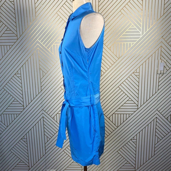 Adam Lippes Adam Plus Eve Shirt Dress Sleeveless Mini Button Tie Blue Size 6‎ - Picture 6 of 11